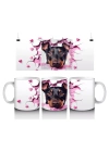 Pembe Kalpler Arasından Bakan Rottweiler – Baskılı Kahve Kupası