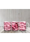 Pembe Kalpler Üzerinde Parlayan Kelebek – Baskılı Kahve Kupası