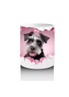 Pembe Kalplerle Çevrili Schnauzer Cinsi Sevimli Köpek - Baskılı kahve kupası