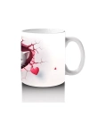 Pembe Kalplerle Süslenmiş İki Beyaz Kedi - Baskılı kahve kupası