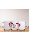 Pembe Kalplerle Süslenmiş İkiz Kedi Yavruları – Baskılı Kahve Kupası