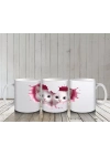 Pembe Kalplerle Süslenmiş İkiz Kedi Yavruları – Baskılı Kahve Kupası