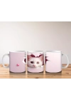 Pembe Kalplerle Süslenmiş Sevimli Kedi – Baskılı Kahve Kupası