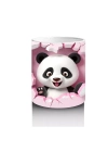 Pembe Kalplerle Süslenmiş Sevimli Panda Figürü - Baskılı kahve kupası