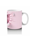 Pembe Kalplerle Süslenmiş Sevimli Panda Figürü - Baskılı kahve kupası