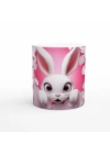 Pembe Kalpli Duvardan Bakan Tavşan Temalı Baskılı Kupa Bardak