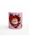 Pembe Kalpli Duvarı Yırtan Neşeli Orangutan Temalı Baskılı Kupa Bardak