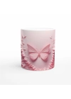 Pembe Kanatların Dansı: Soyut Kelebek Desenli Baskılı Kupa Bardak