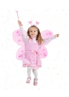 Pembe Kelebek Kız Seti – 50 cm Kelebek Kanadı, Taç ve Asa