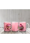 Pembe Kostümlü Sevimli Kirpi Kız Maskot – Baskılı Kahve Kupası
