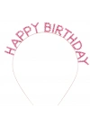 Pembe Kristal Taşlı Gold Happy Birthday Taçı