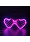 Pembe Led Işıklı Kalp Gözlük – 3 Modlu Parti & Glow Gözlüğü