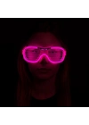 Pembe Led Işıklı Parti Gözlüğü - Neon Glow Şerit Gözlük 3 Modlu