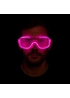 Pembe Led Işıklı Parti Gözlüğü - Neon Glow Şerit Gözlük 3 Modlu