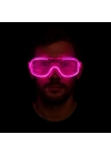 Pembe Led Işıklı Parti Gözlüğü - Neon Glow Şerit Gözlük 3 Modlu