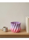 Pembe Lila Degrade Kıvrımlı 3D Vazo Estetik Ev Ofis Dekoru