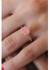 Pembe Lotus Çiçek Figür Gold Renk Kadın Yüzük