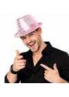 Pembe Payetli Disco Parti Şapkası Yetişkin Işıltılı Fötr Model