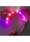 Pembe Pullu Led Işıklı Kedi Kulak Taç
