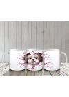 Pembe Yırtık Desen Üzerine Sevimli Köpek – Baskılı Kupa