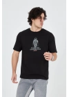 Penye Baskılı T-Shirt - Siyah