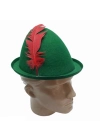 Peter Pan Şapkası Yeşil Renk Kırmızı Tüylü