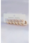 Pirinç Gold Renk Oval Küpe Seti