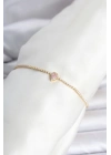 Pirinç Gold Renk Pembe Damla Model Su Yolu Kadın Bileklik