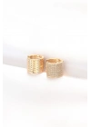 Pirinç Gold Renk Taşlı Minimal Küpe