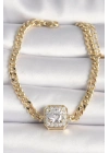 ® Pirinç Gold Renk Zincir Kare Zirkon Taş Model Xuping VIP Seri Kadın Bileklik
