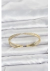 Pirinç Gold Renk Zirkon Taşlı Çapraz Model Kadın Bileklik
