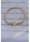 Pirinç Gold Renk Zirkon Taşlı Charm Bileklik