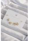 ® Pirinç Gold Renk Zirkon Taşlı Damla Model Küpe Seti