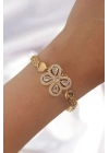 ® Pirinç Gold Renk Zirkon Taşlı Kelebek Figürlü Parçalı Model Bileklik
