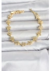 Pirinç Gold Renk Zirkon Taşlı Sıralı Yıldız Model Kadın Bileklik