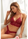 Kadın Bordo Çapraz Sırt Detaylı Şık Bralet Takım