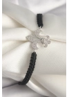 ® Pirinç Gümüş Renk Zirkon Taşlı Zambak Figür Asanrsörlü Makrome Model Kadın Bileklik