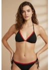Premium Kadın 4’lü Fitilli Set – Siyah Kırmızı Biyeli (Pijama Üst, Pantolon, Bikini Takımı)