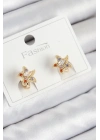 Pirinç Zirkon Taşlı Yıldız Model Gold Renk Çocuk Küpe