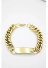 Plaka Zincir Bileklik - Altın
