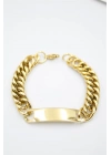 Plaka Zincir Bileklik - Altın