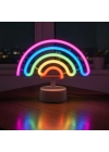 ® Plastik Gökkuşağı Neon LED Işık – Dekoratif Renkli Masaüstü ve Ambiyans Aydınlatması