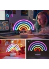 ® Plastik Gökkuşağı Neon LED Işık – Dekoratif Renkli Masaüstü ve Ambiyans Aydınlatması