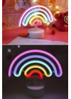 ® Plastik Gökkuşağı Neon LED Işık – Dekoratif Renkli Masaüstü ve Ambiyans Aydınlatması