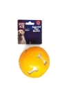 Playfull Sesli Kemik Desenli Plastik Top Köpek Oyuncağı 7,5 Cm Turuncu