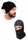 Polar Termal Kar Maskesi ve İpli Boyunluk Bere Siyah Set