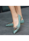 Popi Mint Yeşili Cilt Zincirli Babet Ayakkabı