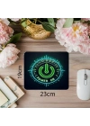Power ON Yazılı Neon Tuşlu Mousepad - 19x23 cm 2 mm Dikdörtgen İthal Baskılı Mouse Pad