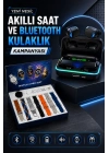 Powerbank Bluetooth Kulaklık Ve Akıllı Saat 7 Kordonlu Metal Kordon Plastik Kordon