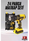 Profesyonel Çift Bataryalı Akülü Vidalama Şarjlı Matkap 24 Parça